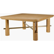Surya Valdo Modern Natural Oak and Brass Square Coffee Table