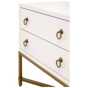 Essentials For Living Strand Shagreen 2-Drawer Nightstand ~ Pearl Shagreen, Brushed Gold Hardware