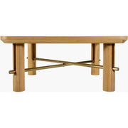 Surya Valdo Modern Natural Oak and Brass Square Coffee Table