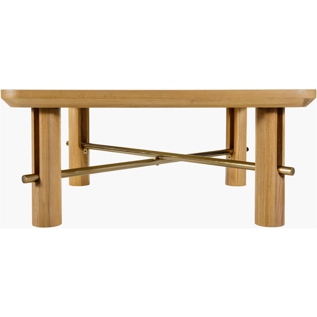 Surya Valdo Modern Natural Oak and Brass Square Coffee Table