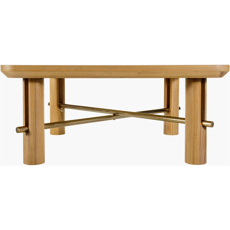 Surya Valdo Modern Natural Oak and Brass Square Coffee Table