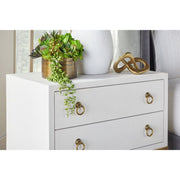 Essentials For Living Strand Shagreen 2-Drawer Nightstand ~ Pearl Shagreen, Brushed Gold Hardware