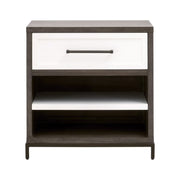 Essentials For Living Wrenn 1-Drawer Nightstand ~ Burnished Acacia, Matte White And Antique Bronze Hardware