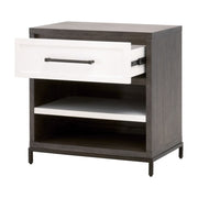 Essentials For Living Wrenn 1-Drawer Nightstand ~ Burnished Acacia, Matte White And Antique Bronze Hardware