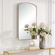 Uttermost Tordera Brass Sleek Steel Framed Arch Mirror