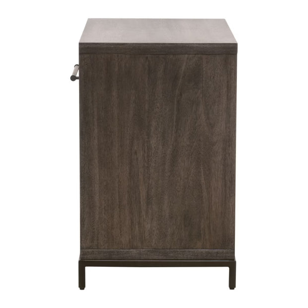 Essentials For Living Wrenn 1-Drawer Nightstand ~ Burnished Acacia, Matte White And Antique Bronze Hardware