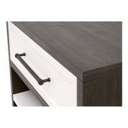 Essentials For Living Wrenn 1-Drawer Nightstand ~ Burnished Acacia, Matte White And Antique Bronze Hardware
