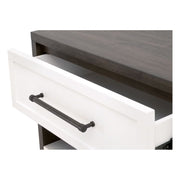 Essentials For Living Wrenn 1-Drawer Nightstand ~ Burnished Acacia, Matte White And Antique Bronze Hardware