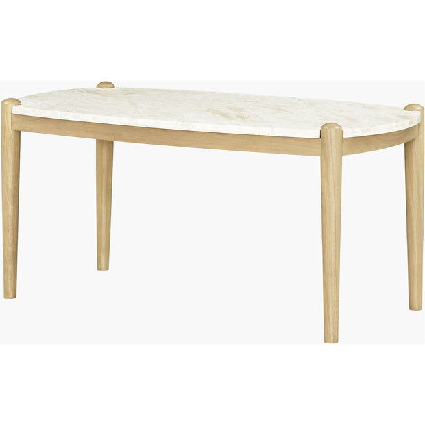 Surya Coronado Modern White Marble and Tam Rubber Wood Coffee Table