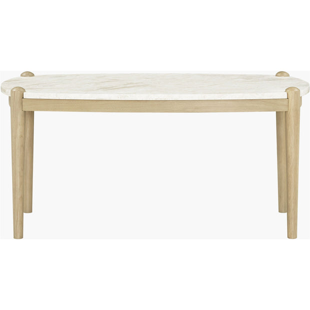 Surya Coronado Modern White Marble and Tam Rubber Wood Coffee Table