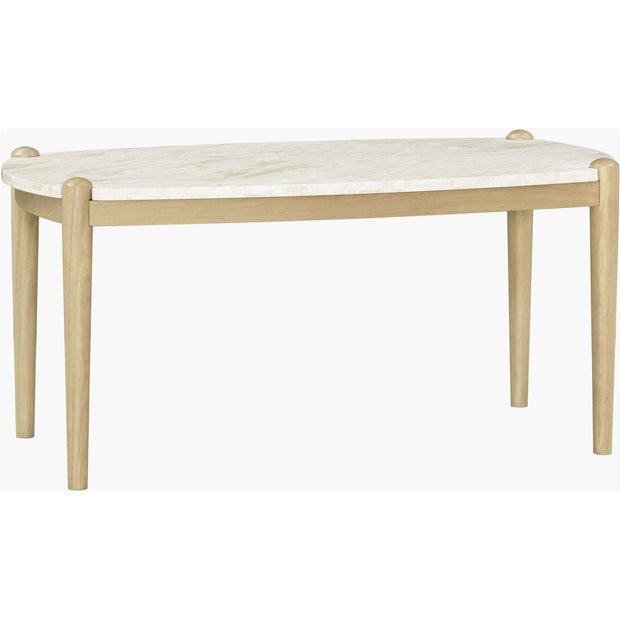 Surya Coronado Modern White Marble and Tam Rubber Wood Coffee Table