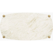 Surya Coronado Modern White Marble and Tam Rubber Wood Coffee Table