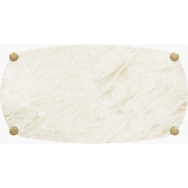 Surya Coronado Modern White Marble and Tam Rubber Wood Coffee Table