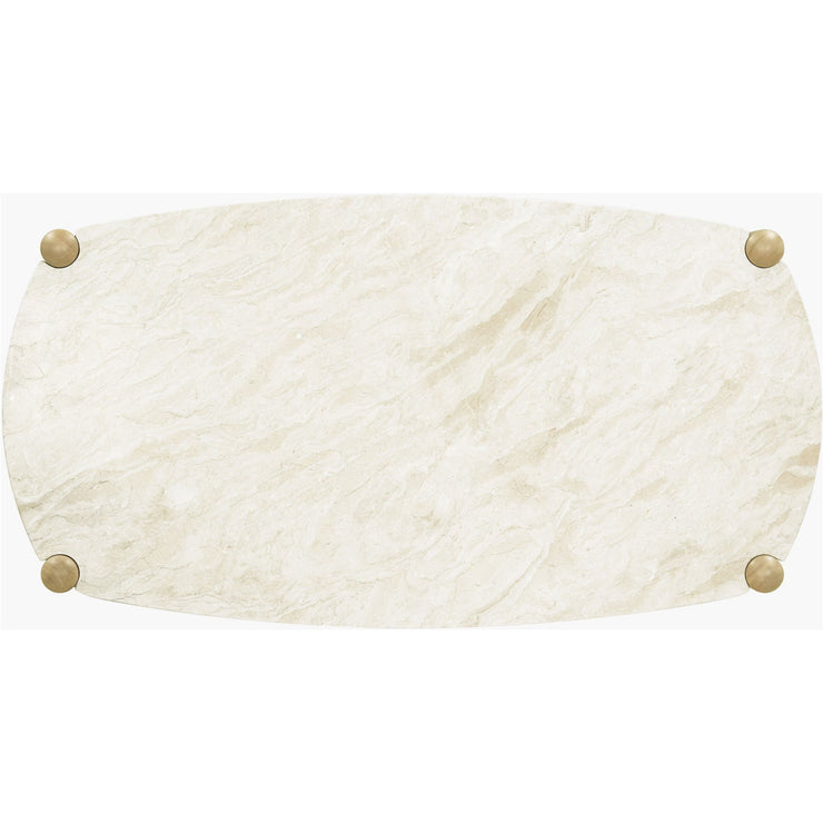 Surya Coronado Modern White Marble and Tam Rubber Wood Coffee Table