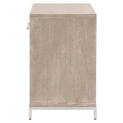 Essentials For Living Wrenn 1-Drawer Nightstand~ Natural Gray Acacia, Matte White And Brushed Stainless Steel Hardware