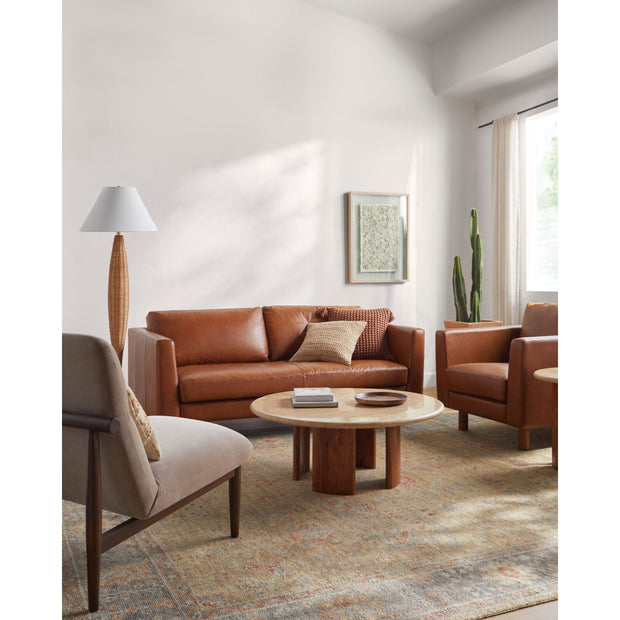 Surya Abacus Modern Travertine and Acacia Wood Coffee Table
