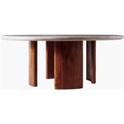 Surya Abacus Modern Travertine and Acacia Wood Coffee Table