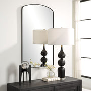 Uttermost Tordera Satin Black Sleek Steel Framed Arch Mirror