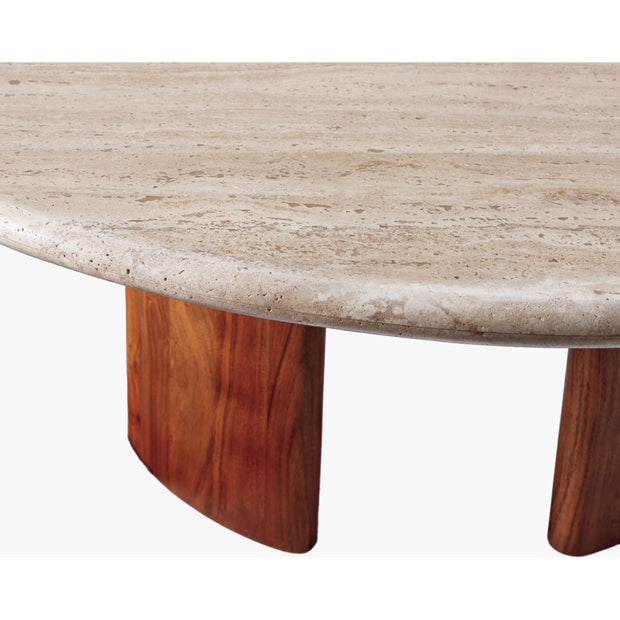 Surya Abacus Modern Travertine and Acacia Wood Coffee Table