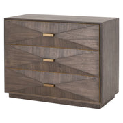 Essentials For Living Wynn 3-Drawer Nightstand ~ Burnished Brown Acacia Brushed Gold Hardware