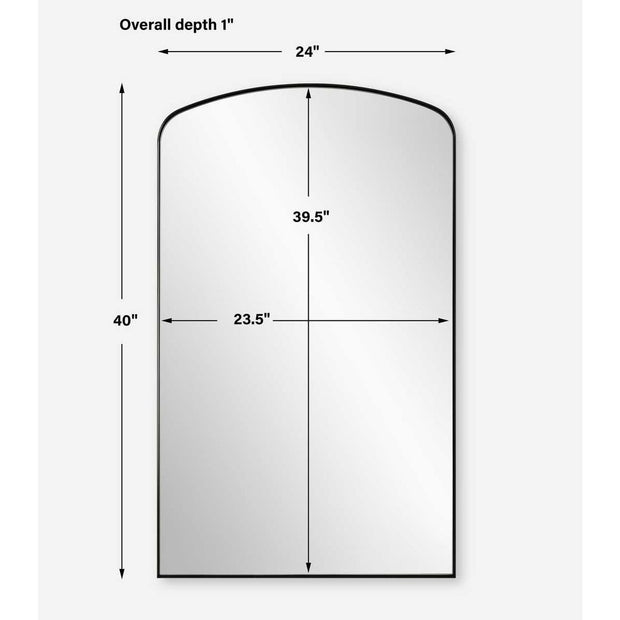 Uttermost Tordera Satin Black Sleek Steel Framed Arch Mirror