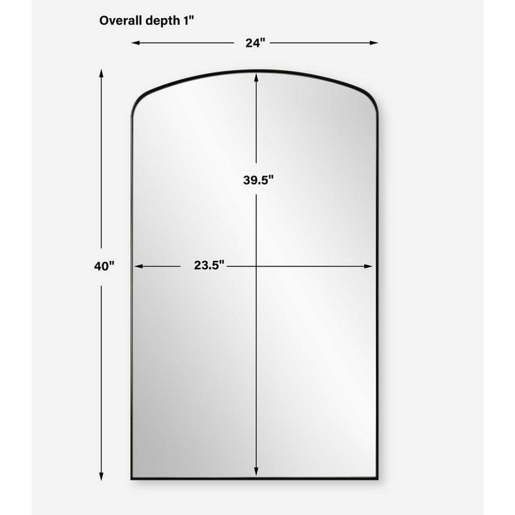 Uttermost Tordera Satin Black Sleek Steel Framed Arch Mirror