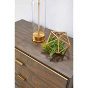 Essentials For Living Wynn 3-Drawer Nightstand ~ Burnished Brown Acacia Brushed Gold Hardware