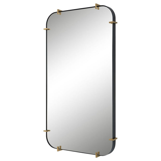 Uttermost Pali Black Iron With Antique Gold Rounded Corners Mirror
