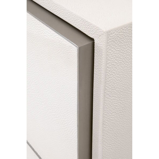 Essentials For Living Wynn 3-Drawer Nightstand ~ Pearl Shagreen, Brushed Stainless Steel Hardware