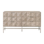 Essentials For Living Atlas 6-Drawer Double Dresser ~ Natural Gray Acacia Wood With  Brushed Stainless Steel Hardware