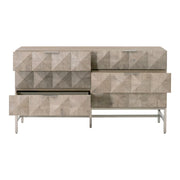Essentials For Living Atlas 6-Drawer Double Dresser ~ Natural Gray Acacia Wood With  Brushed Stainless Steel Hardware