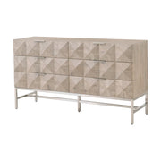 Essentials For Living Atlas 6-Drawer Double Dresser ~ Natural Gray Acacia Wood With  Brushed Stainless Steel Hardware