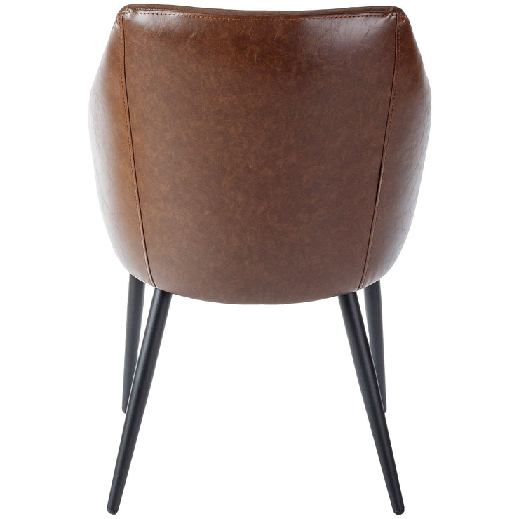 Surya Milford Modern SET OF 2 Faux Brown Leather Dining Chairs With Black Metal Legs