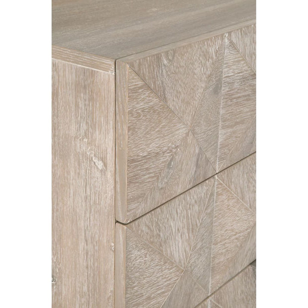 Essentials For Living Atlas 6-Drawer Double Dresser ~ Natural Gray Acacia Wood With  Brushed Stainless Steel Hardware