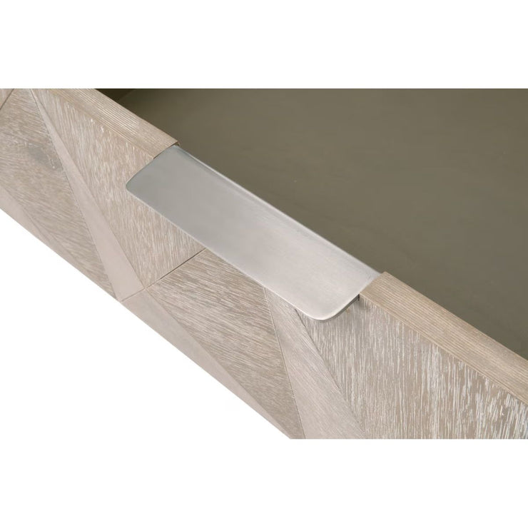 Essentials For Living Atlas 6-Drawer Double Dresser ~ Natural Gray Acacia Wood With  Brushed Stainless Steel Hardware