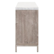 Essentials For Living Azure Carrera 6-Drawer Dresser ~ Natural Gray Acacia, White Carrera Marble With Brushed Stainless Steel Hardware