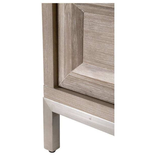 Essentials For Living Azure Carrera 6-Drawer Dresser ~ Natural Gray Acacia, White Carrera Marble With Brushed Stainless Steel Hardware
