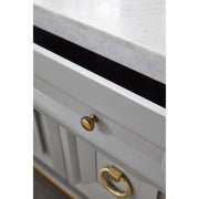 Essentials For Living Azure Media Chest ~ Dove Gray, White Carrera Marble With Brushed Gold Hardware