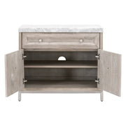 Essentials For Living Azure Media Chest ~ Natural Gray Acacia, White Carrera Marble With Brushed Stainless Steel Hardware