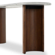 Four Hands Paden Large Console Table 78” ~ Italian Marble Top With Seasoned Brown Acacia Wood Finish