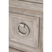 Essentials For Living Azure Media Chest ~ Natural Gray Acacia, White Carrera Marble With Brushed Stainless Steel Hardware