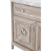 Essentials For Living Azure Media Chest ~ Natural Gray Acacia, White Carrera Marble With Brushed Stainless Steel Hardware