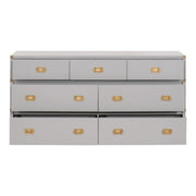 Essentials For Living Bradley 7-Drawer Double Dresser ~ Dove Gray With Brushed Gold Hardware