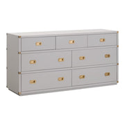 Essentials For Living Bradley 7-Drawer Double Dresser ~ Dove Gray With Brushed Gold Hardware