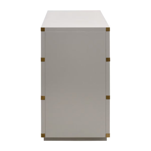 Essentials For Living Bradley 7-Drawer Double Dresser ~ Dove Gray With Brushed Gold Hardware