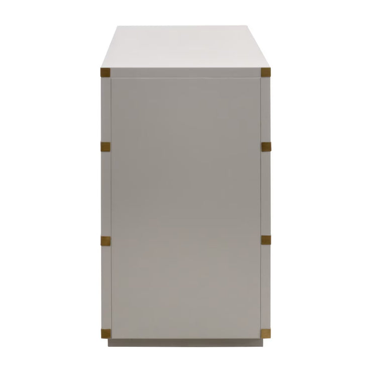 Essentials For Living Bradley 7-Drawer Double Dresser ~ Dove Gray With Brushed Gold Hardware
