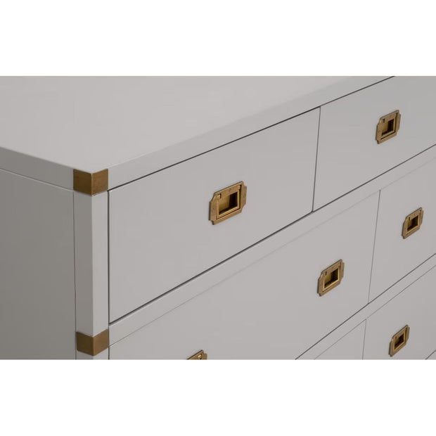 Essentials For Living Bradley 7-Drawer Double Dresser ~ Dove Gray With Brushed Gold Hardware