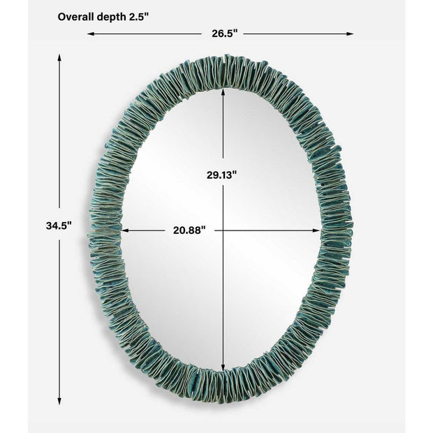 Uttermost Bonaire Teal Blue Oval Mirror