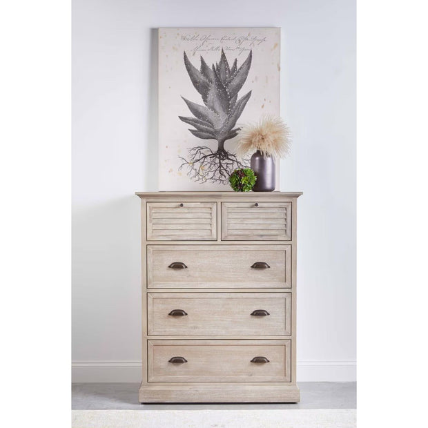 Essentials For Living Eden 5-Drawer High Chest~ Natural Gray Acacia