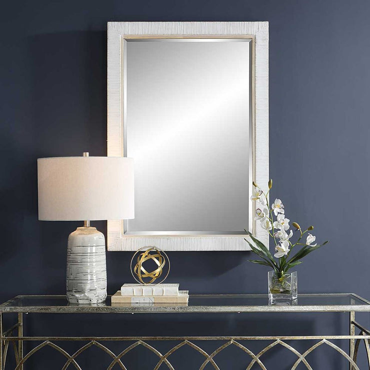 Uttermost Cape Whitewashed Rattan Wrapped Mirror